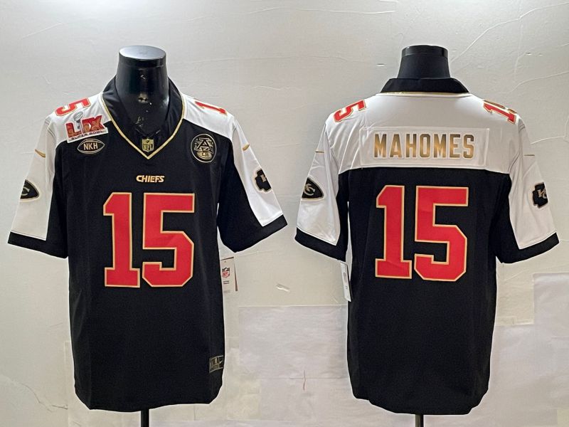 Men Kansas City Chiefs 15 Mahomes Black Thanksgiving three generations 2025 Nike Vapor Limited NFL Jersey style 3